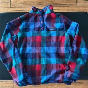 Lands' End Kids Checkered Fleece Sweater - Red, Blue, Green